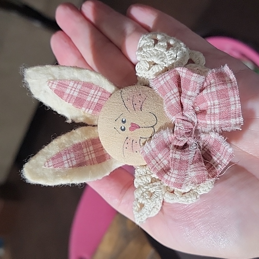 Vintage Bunny Rabbit Crochet Handmade Brooch